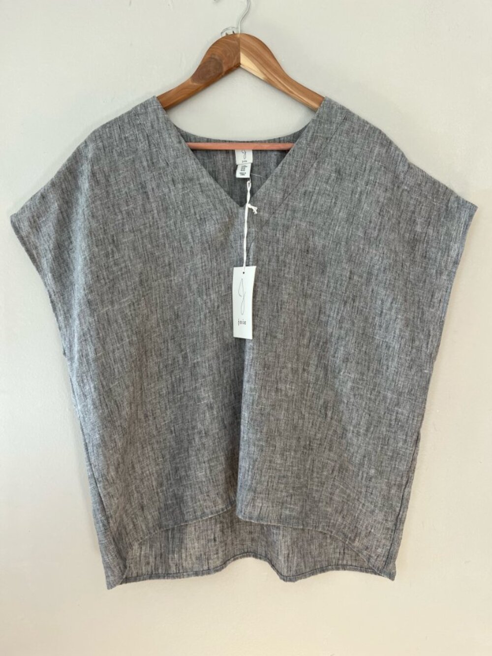 Joie Sz M Gray V Neck Top Pullover Blouse Kimono Boxy Fit Short Sleeve - Picture 7 of 8